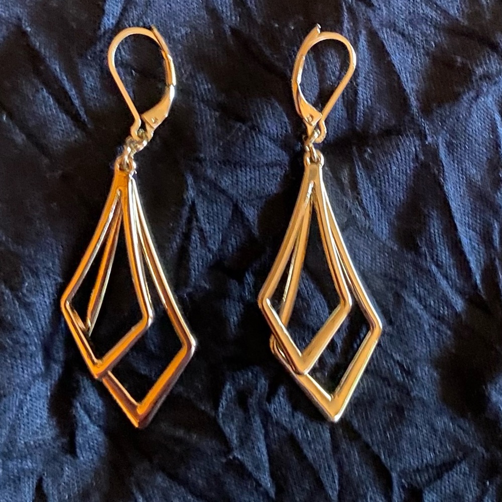 Earrings Gold Tone Geometric Drop